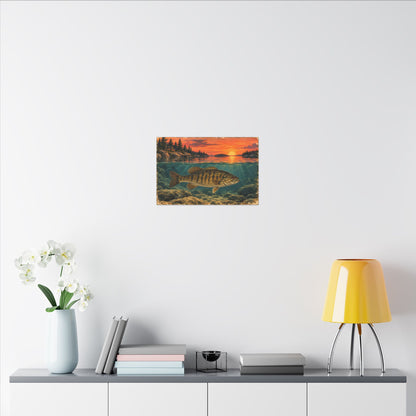 Vintage Sunset Lake Smallmouth Canvas wall art, view 6