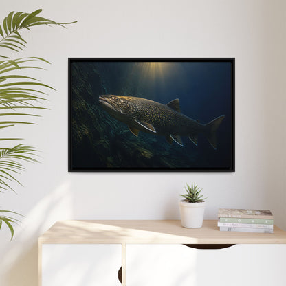 Deep Water Giant Lake Trout framed canvas wall art, view 5