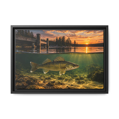 Northwoods Over-Under Walleye framed canvas, 24x16 size view