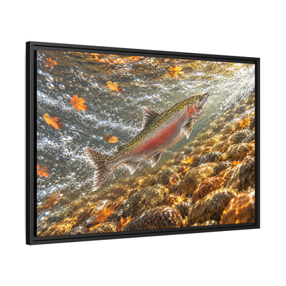 Autumn Leaf Run Salmon framed canvas wall art, view 4