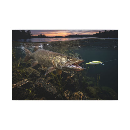 Chartreuse Sunset Jerkbait Strike Muskie canvas, 36x24 size view