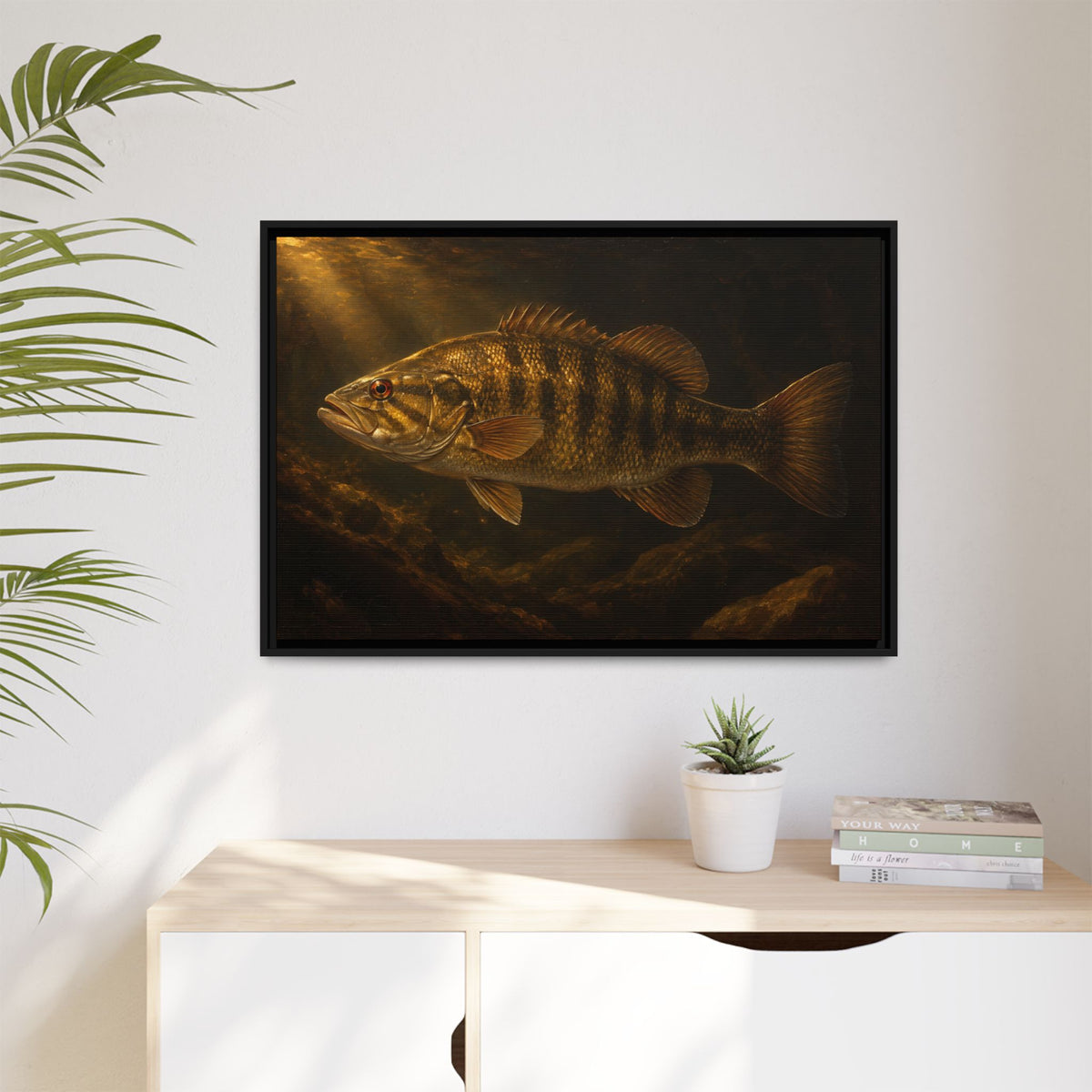 Old Master Lamplight Smallmouth Framed Canvas wall art, view 5