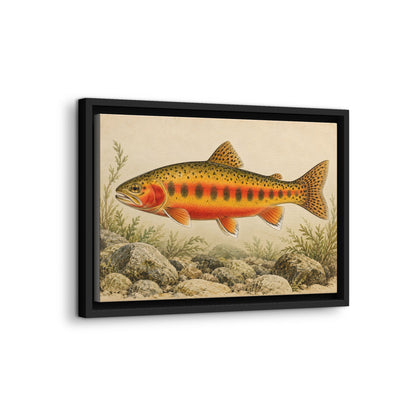 Vintage Stream Study Golden Trout framed canvas wall art, view 4