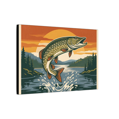 Vintage Lodge Northern Pike canvas, side angle