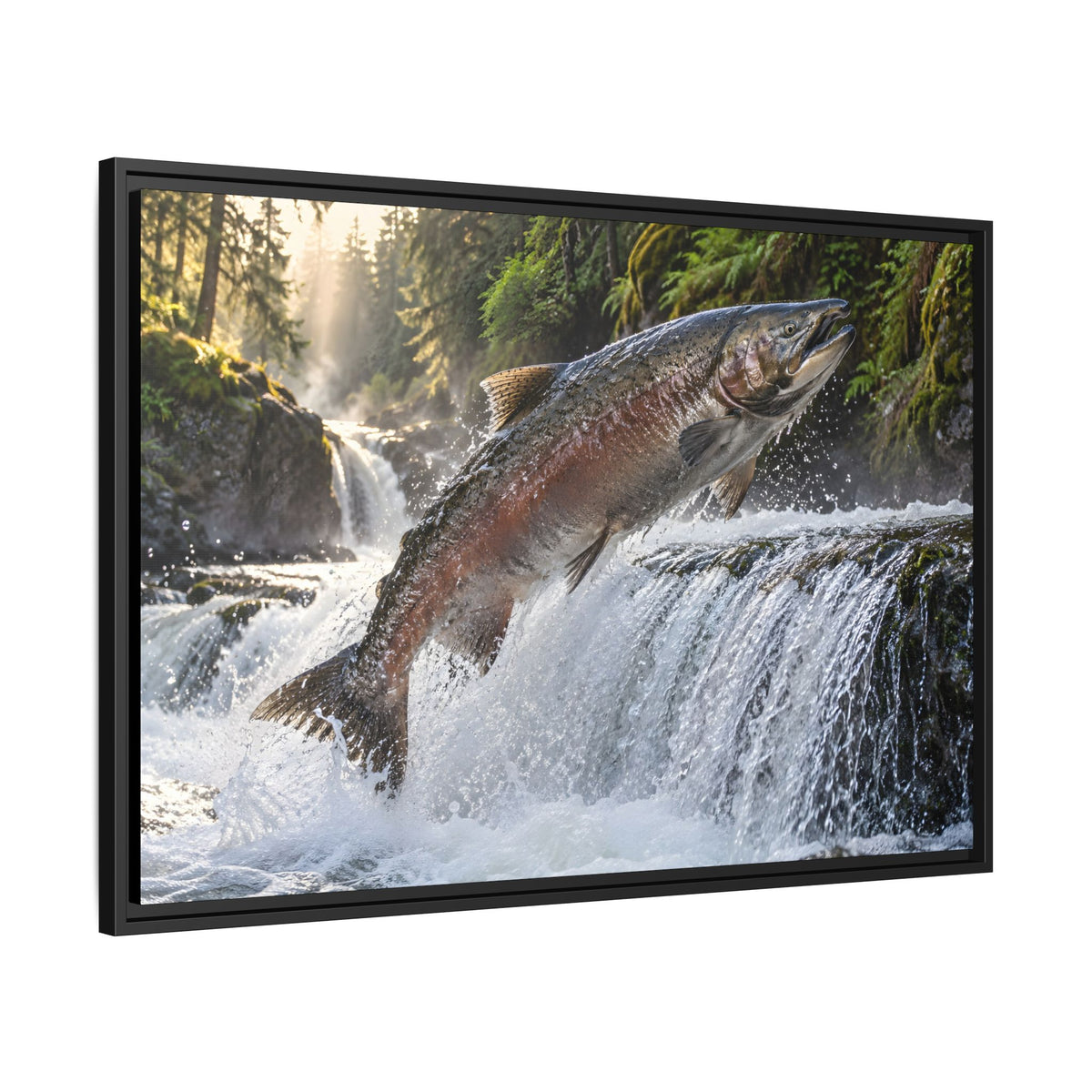 King of the Emerald Shallows Chinook Salmon framed canvas wall art, view 4