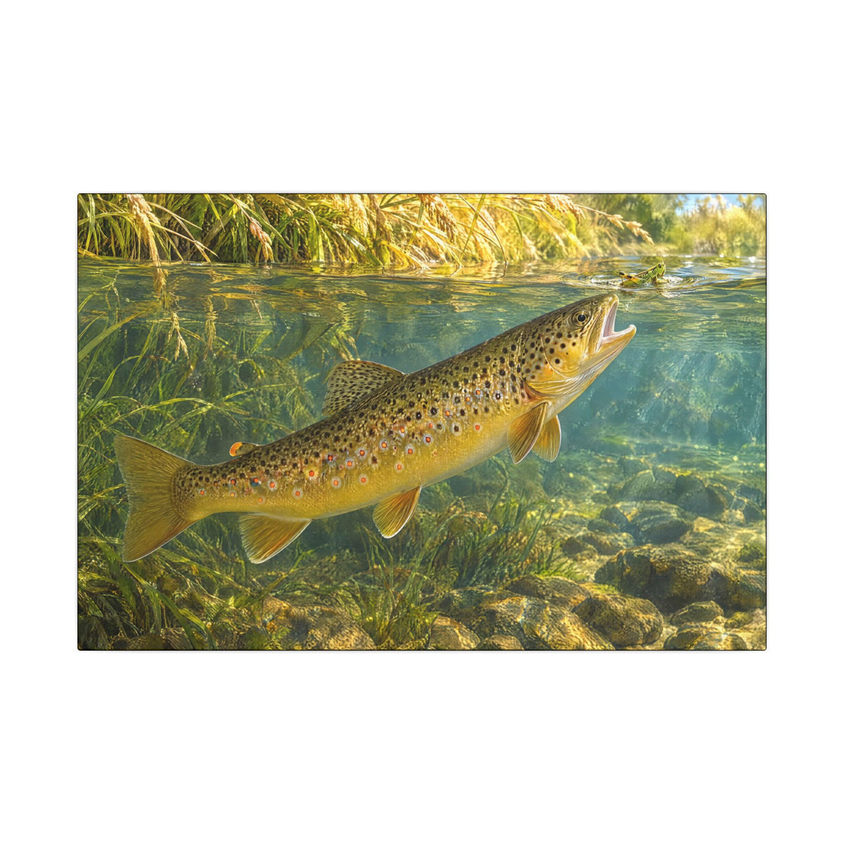 Hopper Season Brown Trout canvas, 18x12 size view