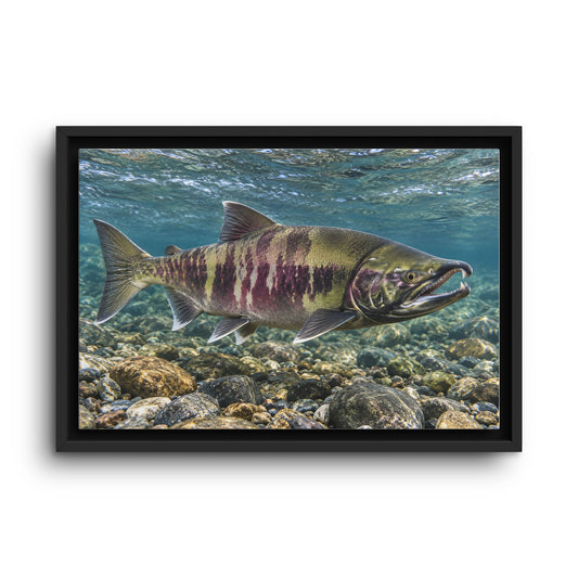 Calico Run Chum Salmon framed canvas wall art, view 1