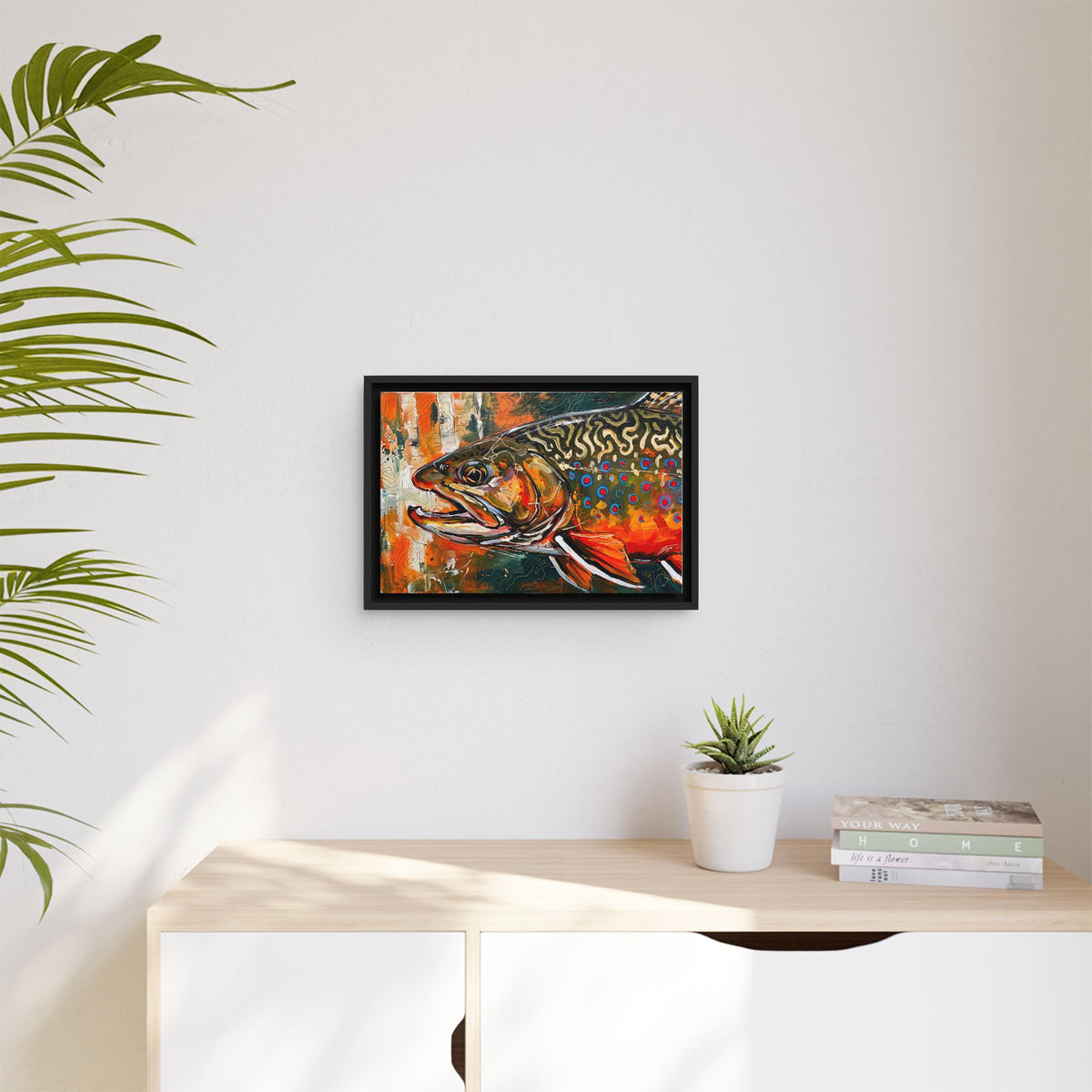 Legends Bold Close-Up Spawning Brook Trout framed canvas wall art, view 5