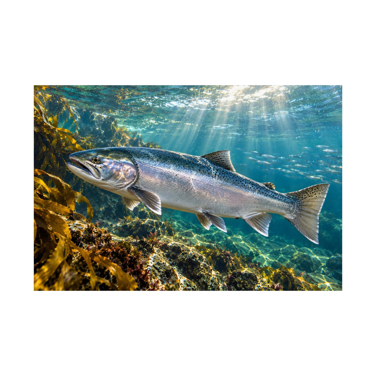 Silver in the Tide Coho Salmon fishing poster close-up