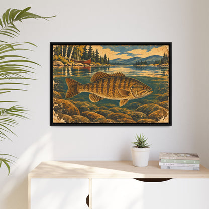 Vintage Lodge River Smallmouth Framed Canvas wall art, view 5
