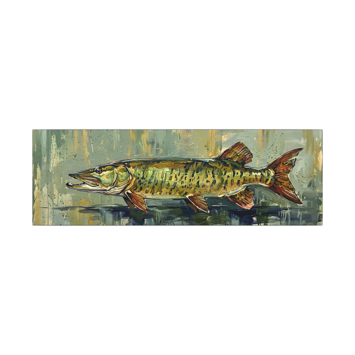 Legends Bold Northwoods Muskie long canvas wall art, view 3