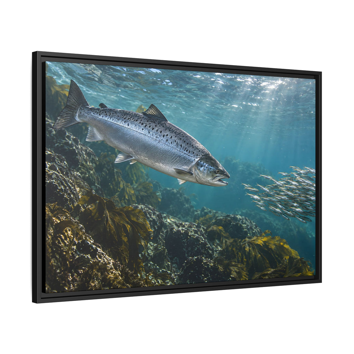 Emerald Pool Passage Salmon framed canvas wall art, view 4