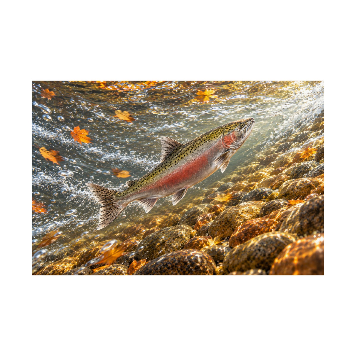 Autumn Leaf Run Salmon poster wall art, view 4