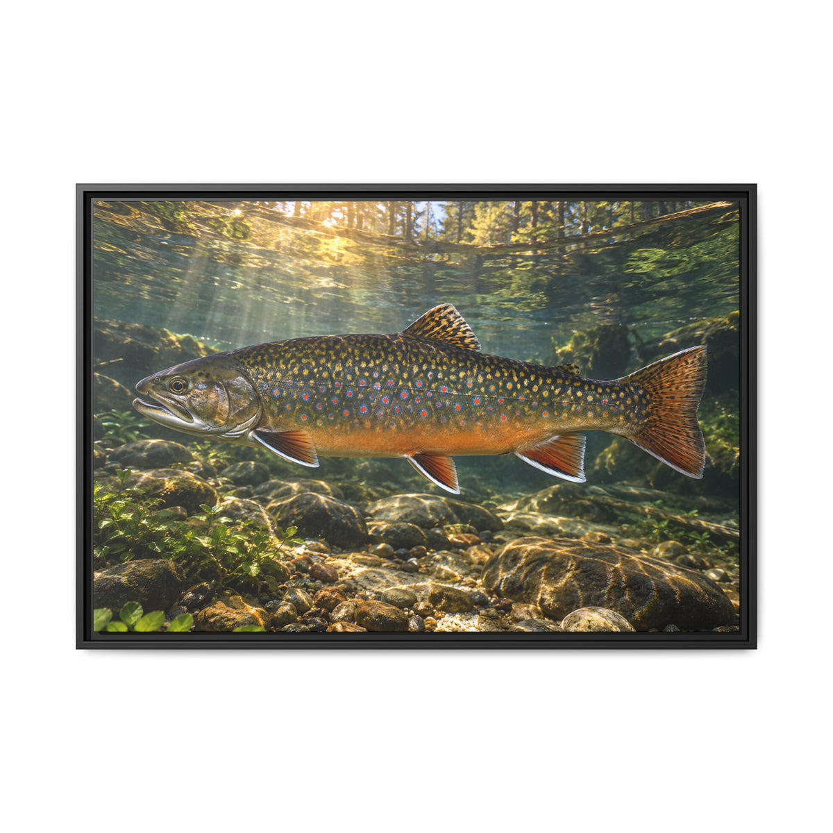 Northern Jewel Brook Trout framed canvas wall art