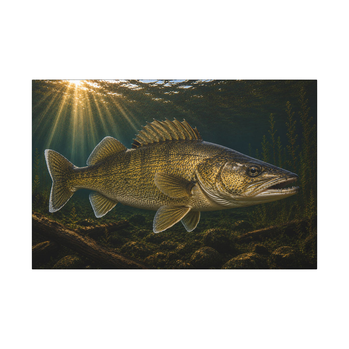 Golden Sunbeams Walleye canvas, 36x24 size view