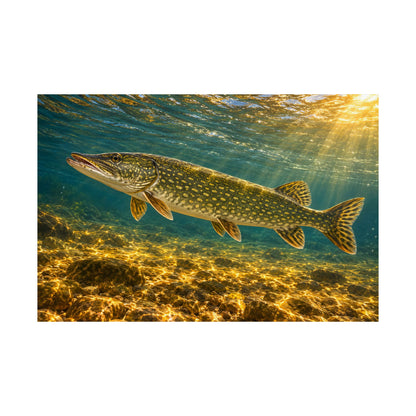 Golden Current Northern Pike fishing poster close-up