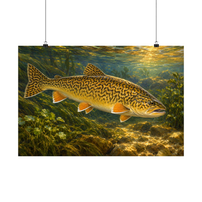 Golden Hour Watercress Tiger Trout poster wall art