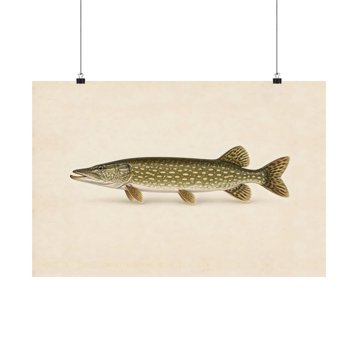 Northern Pike Field Study poster wall art, 18x12 size view