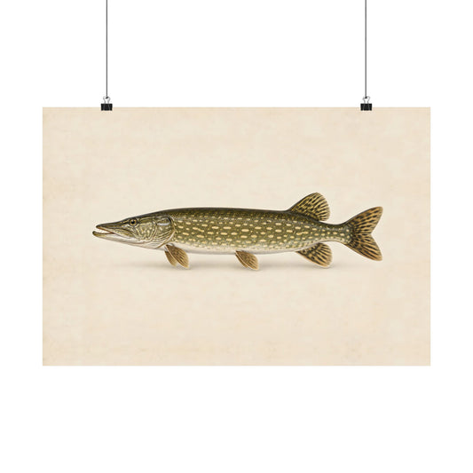 Northern Pike Field Study poster wall art, 18x12 size view