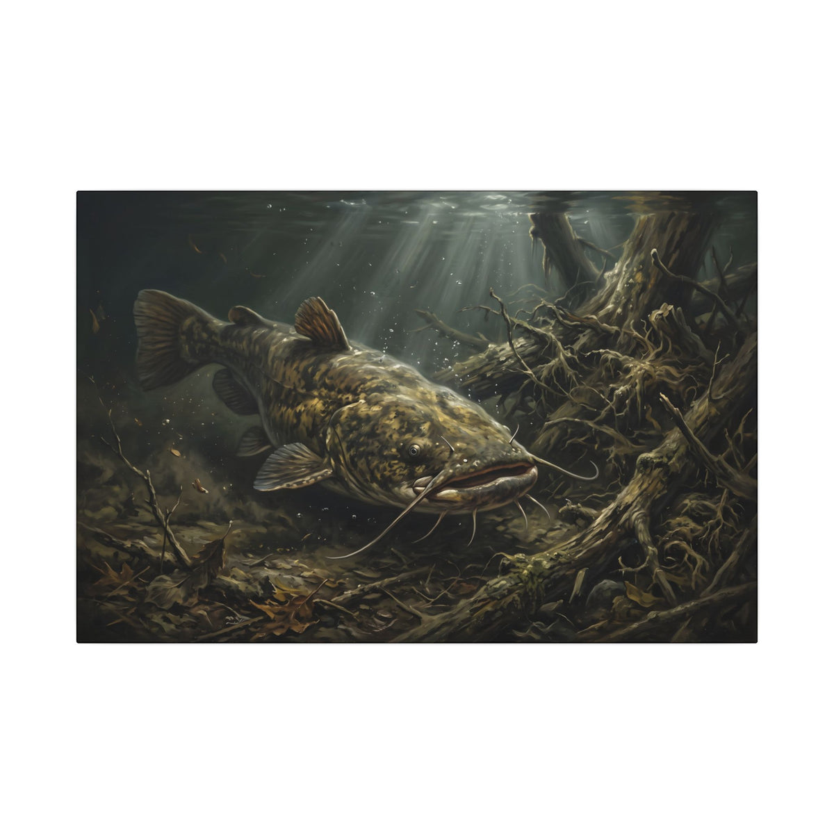 Flathead Catfish Log Jam canvas wall art, view 2