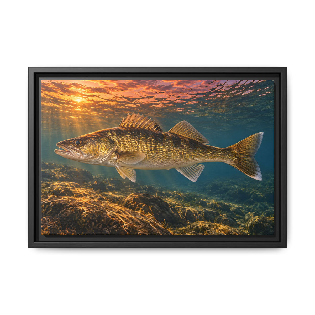Last Light Walleye framed canvas, 24x16 size view