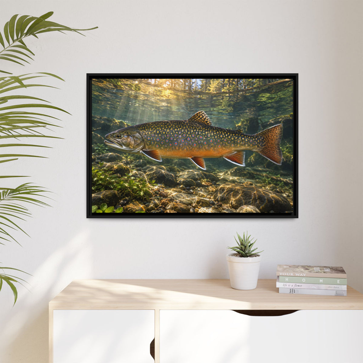 Northern Jewel Brook Trout framed canvas wall art, view 5