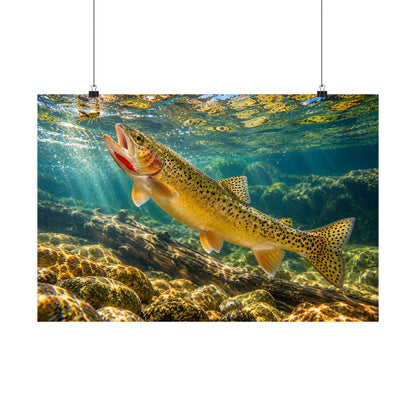 Rising to the Hopper Cutthroat Trout poster wall art, 24x16 size view