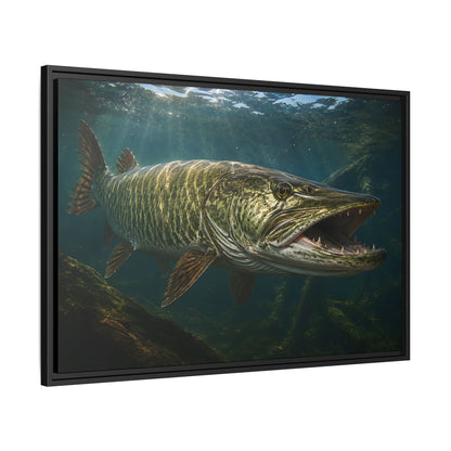 The River King Muskie framed canvas side angle