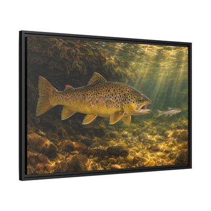 Streamer Chase Brown Trout framed canvas side angle