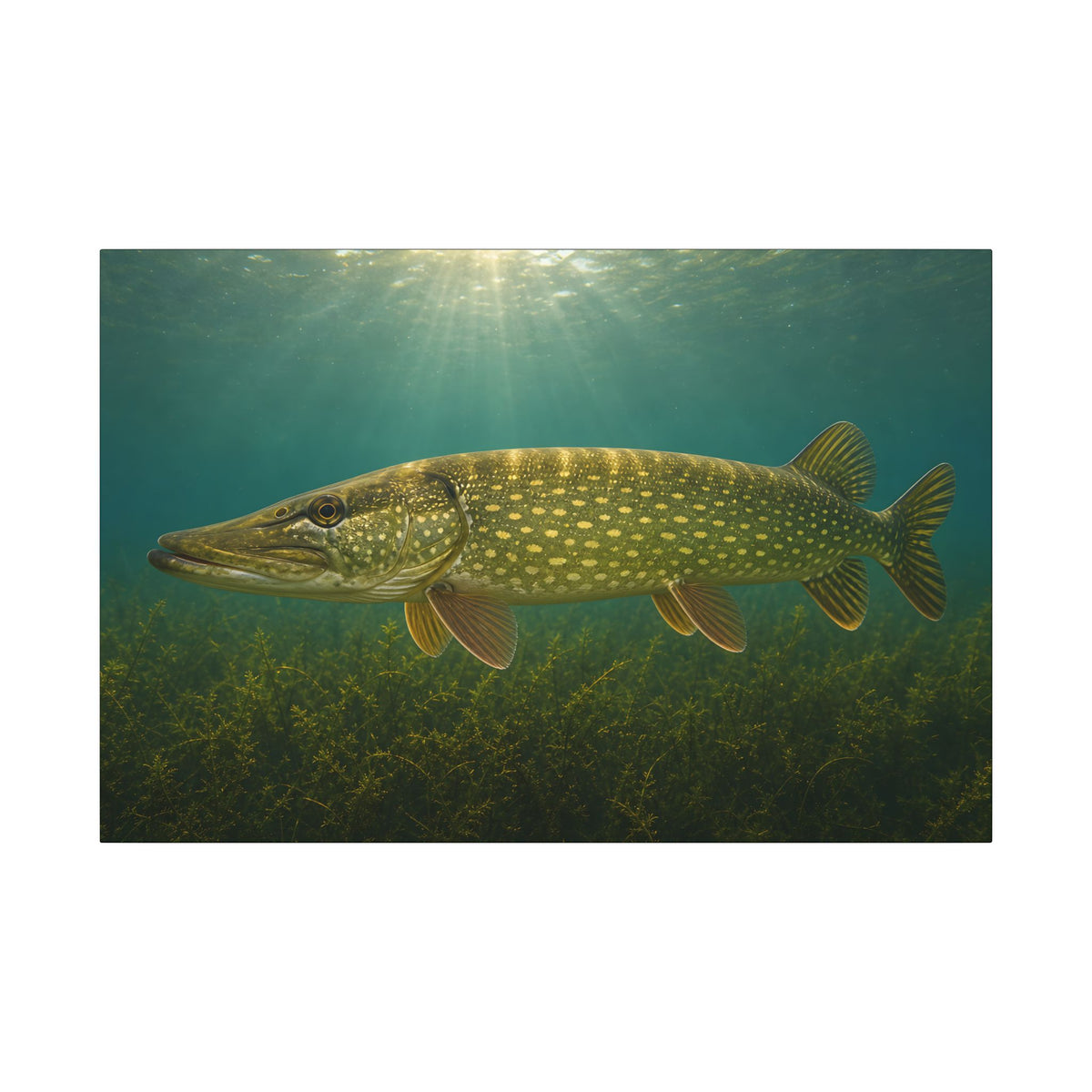Over the Weed Bed Northern Pike canvas, 36x24 size view