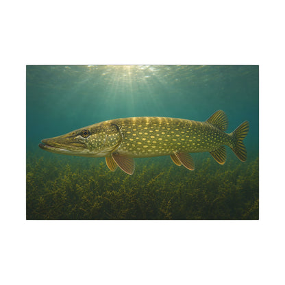 Over the Weed Bed Northern Pike canvas, 36x24 size view