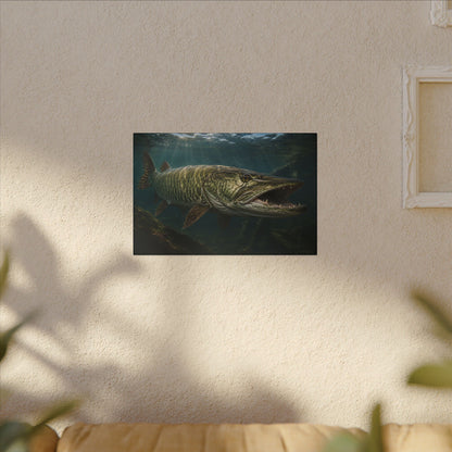 The River King Muskie canvas hanging in a living room