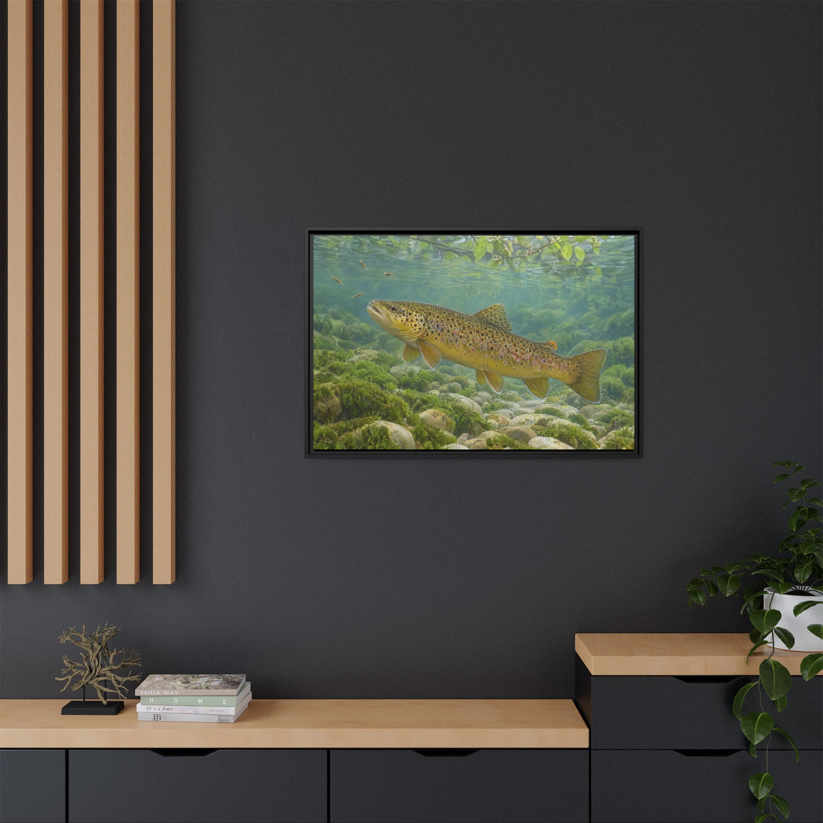 Mourning Creek Brown Trout framed canvas wall art, view 6