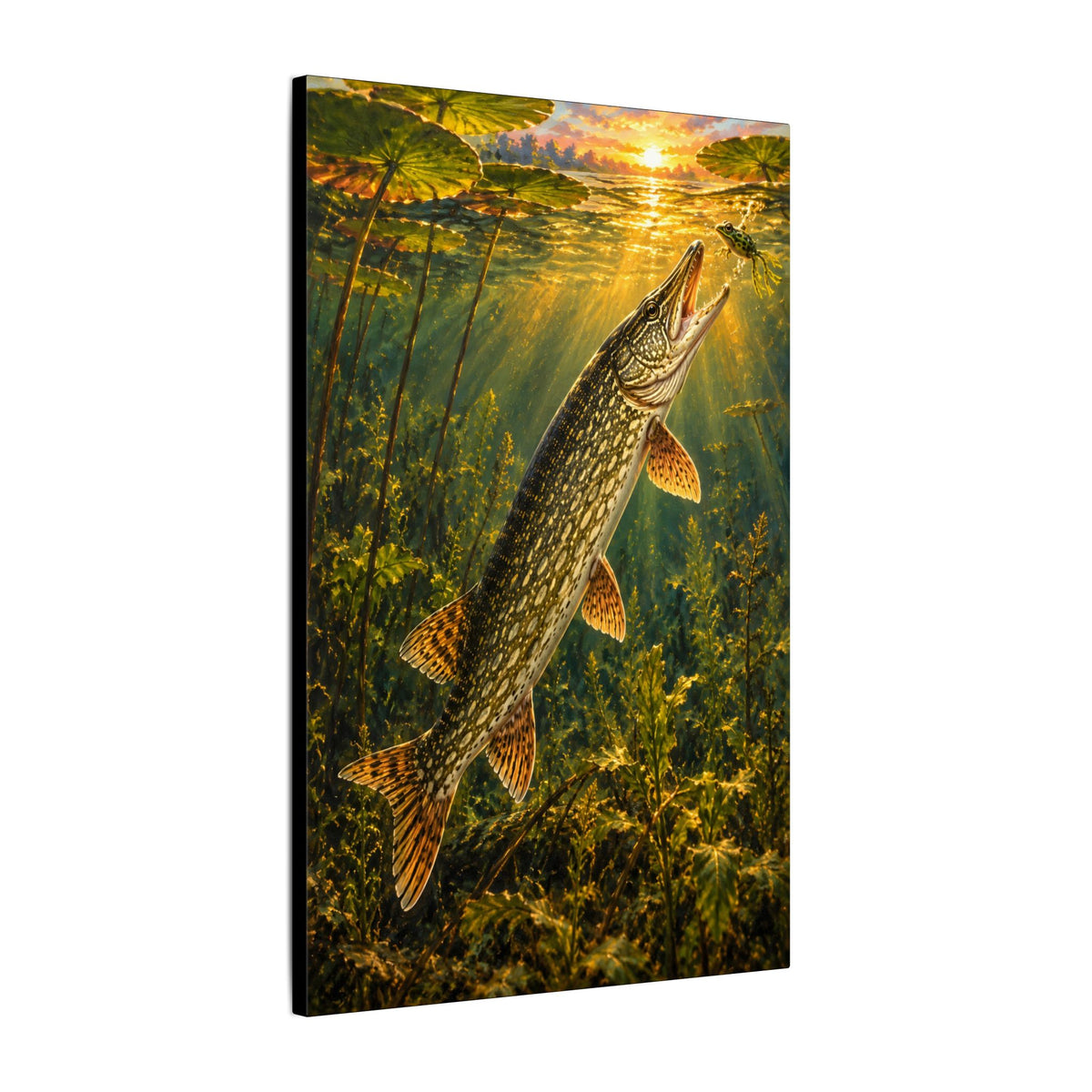 Golden Hour Northern Pike Painting canvas wall art, view 4