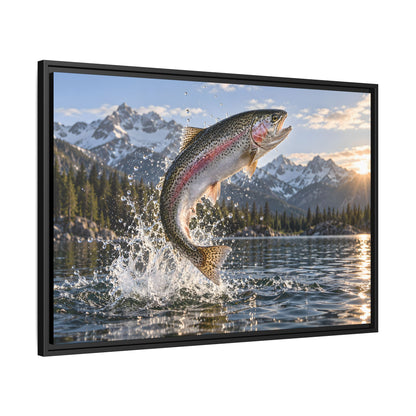 Alpine Thunder Rainbow Trout framed canvas wall art, view 4