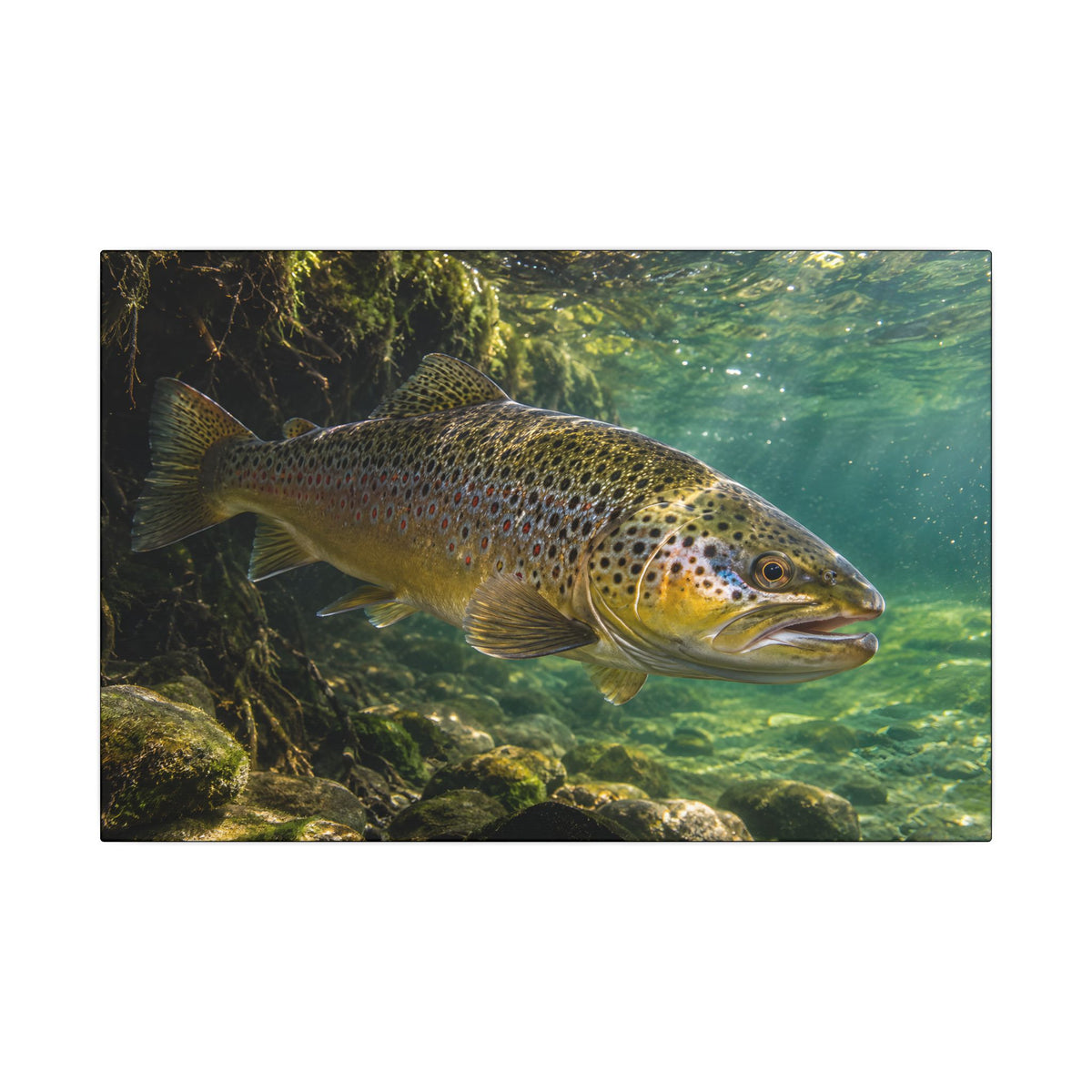 Granite Current Brown Trout canvas wall art