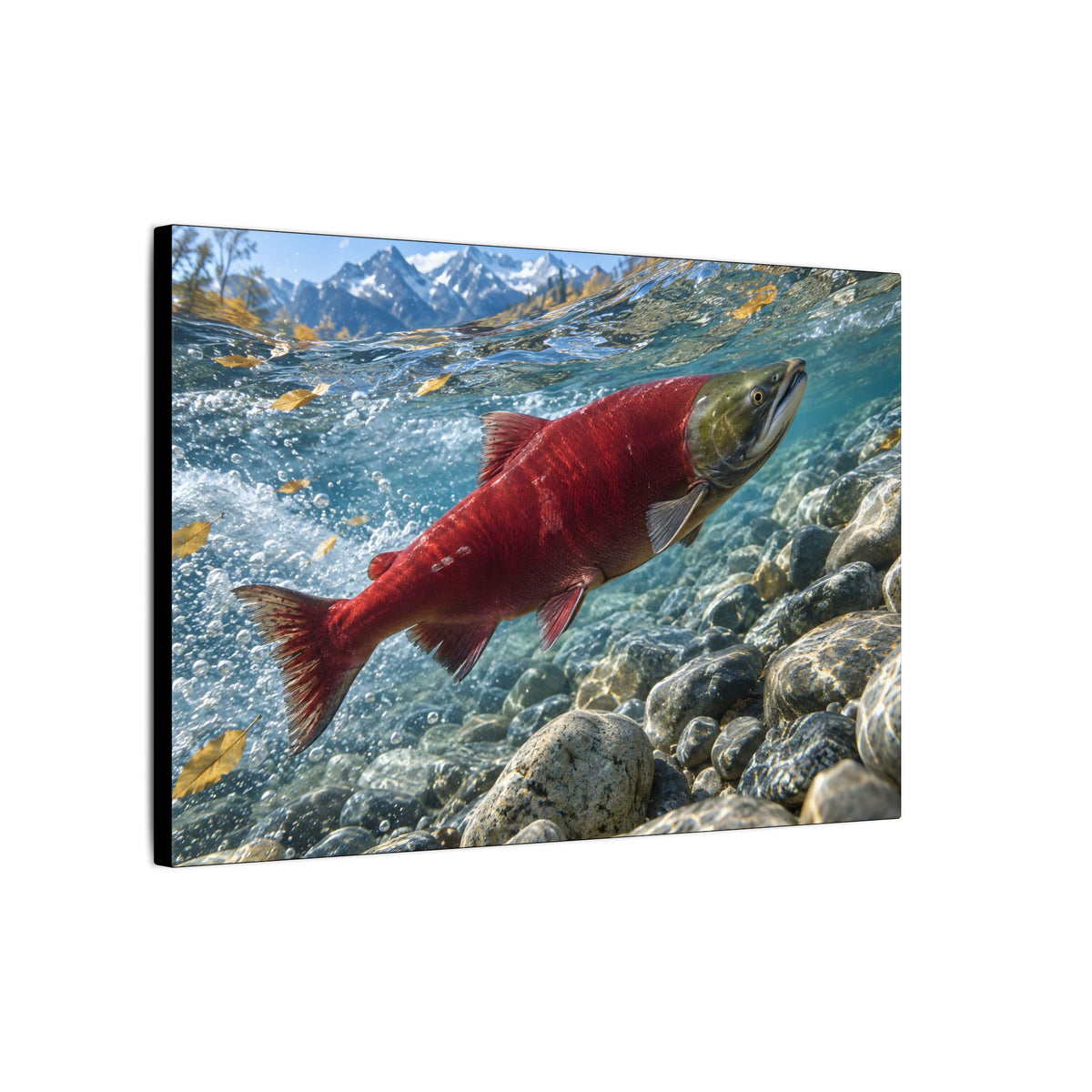 Crimson Ascent Sockeye Salmon canvas wall art, view 4