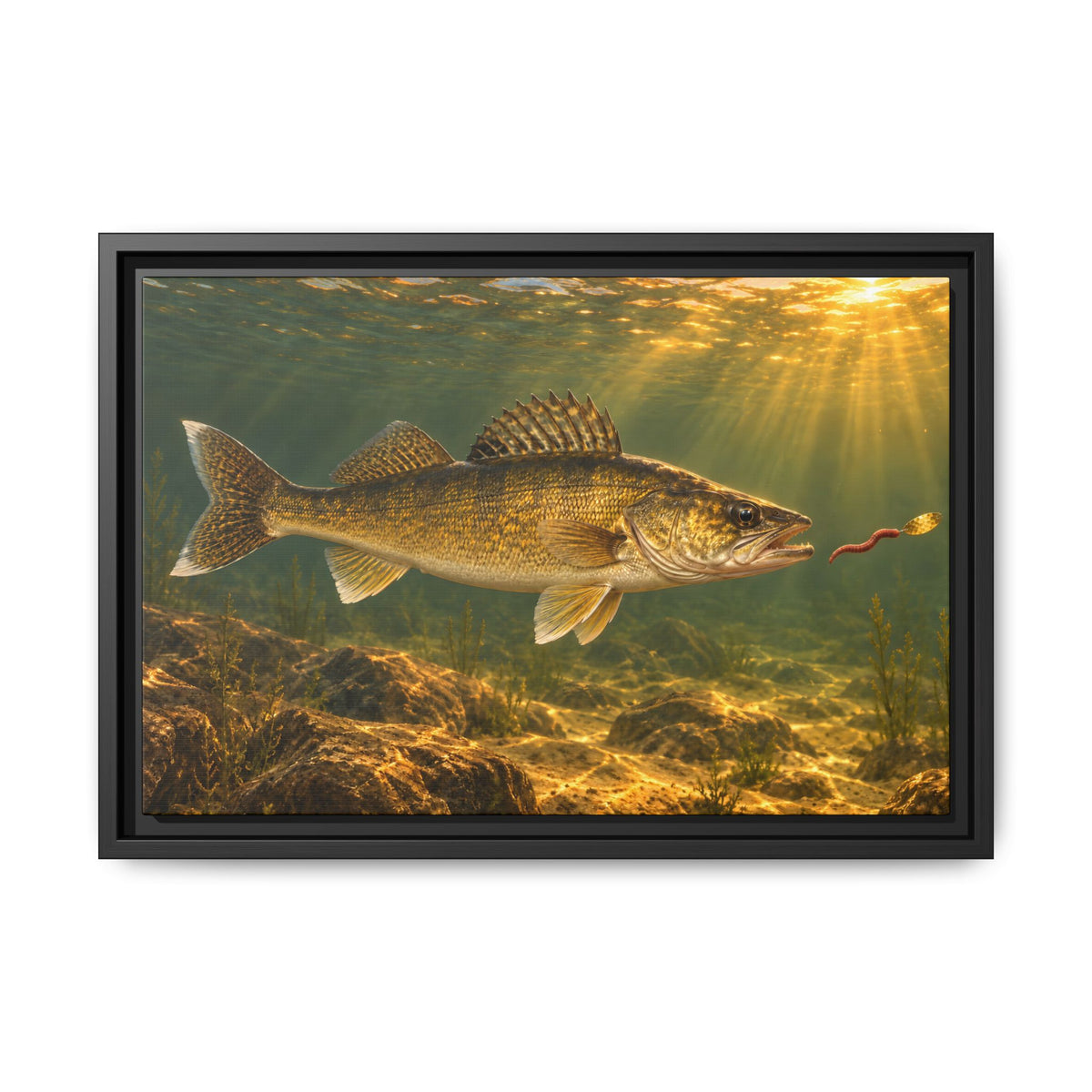 Crawler Harness Strike Walleye framed canvas, 24x16 size view