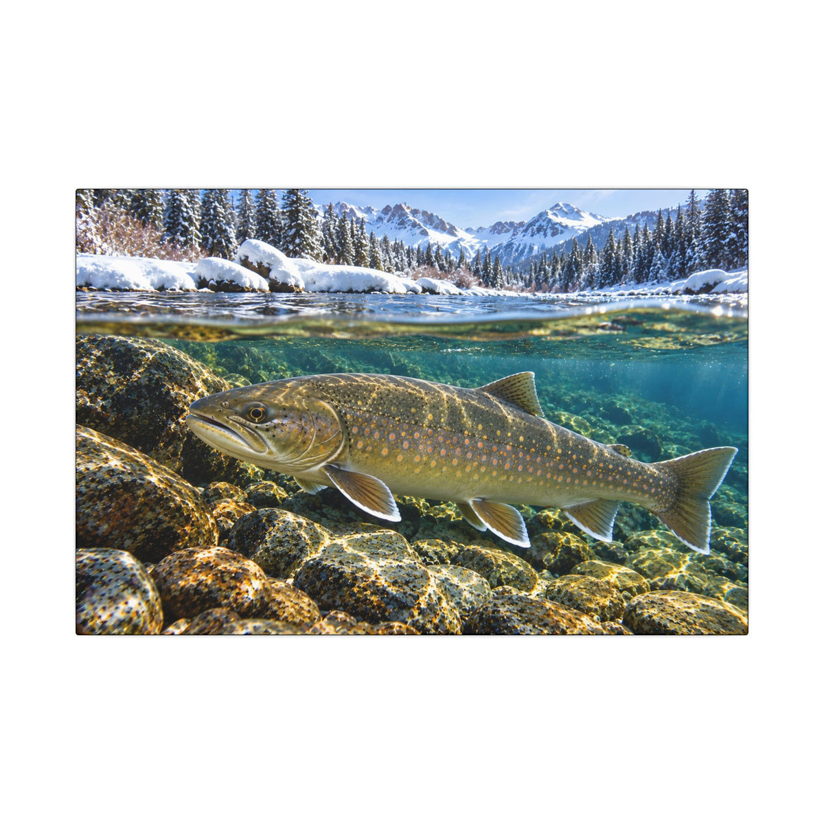 Snowy Mountain River Bull Trout canvas, 18x12 size view