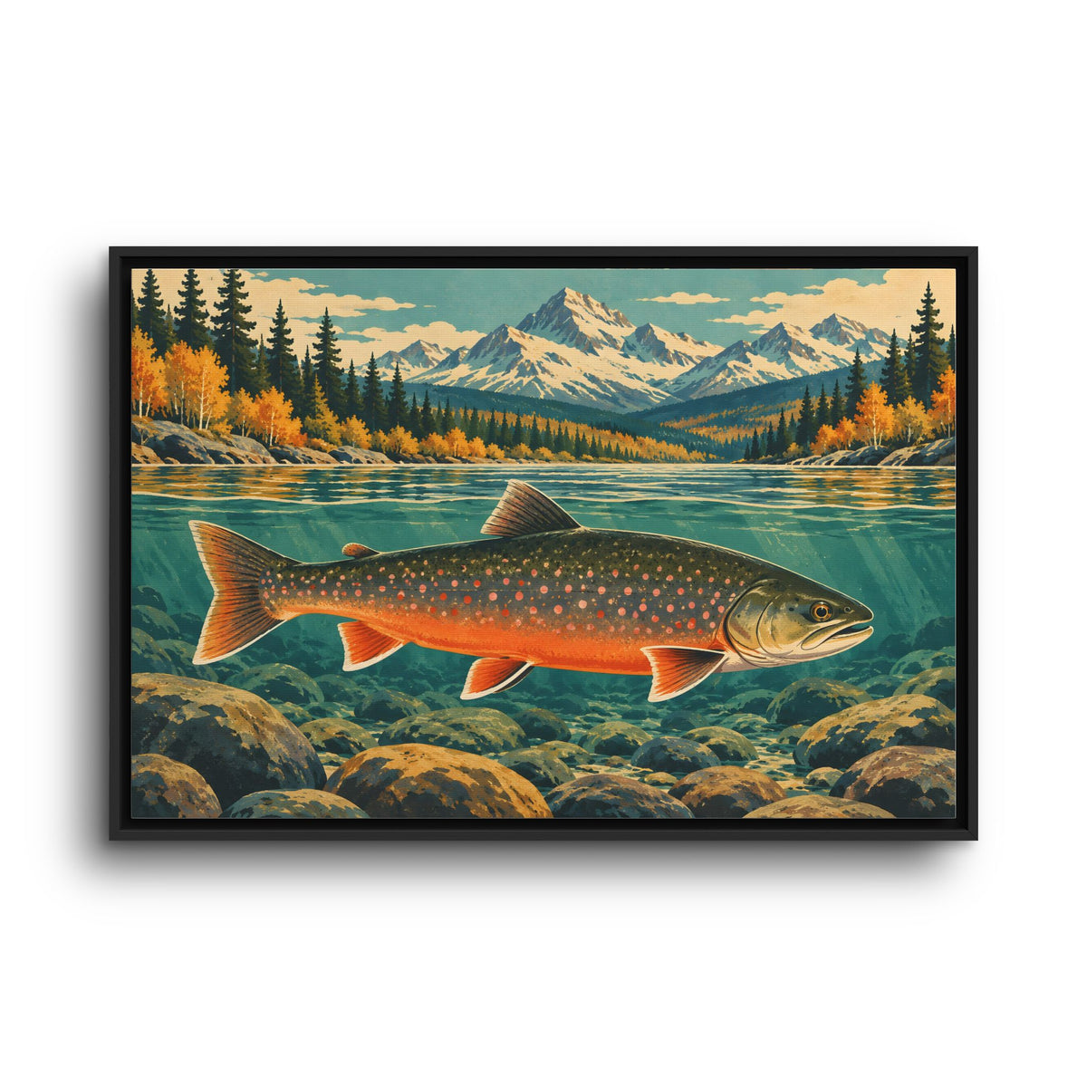 Beneath Autumn Mountains Dolly Varden framed canvas wall art, view 3