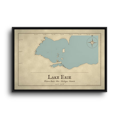 Lake Erie Western Basin Vintage Map framed canvas wall art, view 3