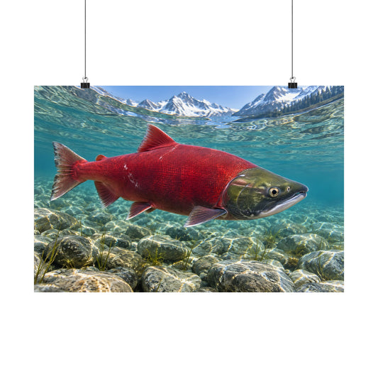 Ruby of the Shallows Sockeye Salmon poster wall art