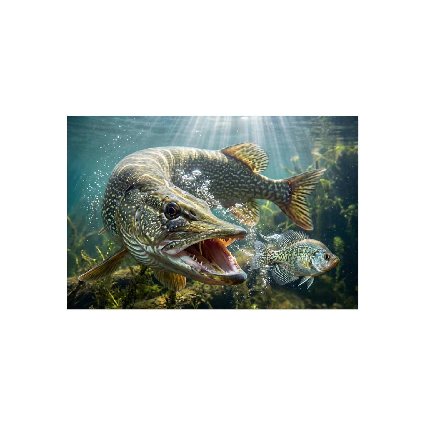 Northern Pike Predator Strike Fine Art Print — Museum-Quality Giclée for Anglers
