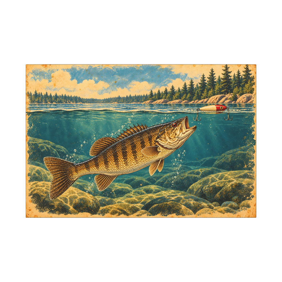Vintage Topwater Smallmouth Canvas wall art, view 3