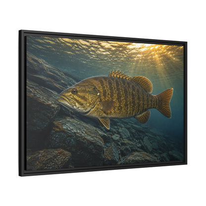 Northern Sunrise Smallmouth Bass framed canvas wall art, view 4
