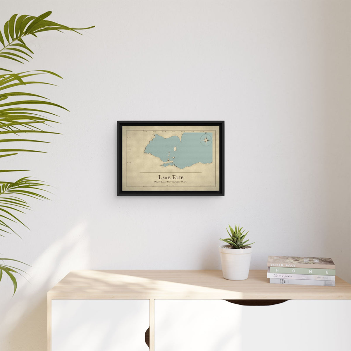 Lake Erie Western Basin Vintage Map framed canvas wall art, view 5