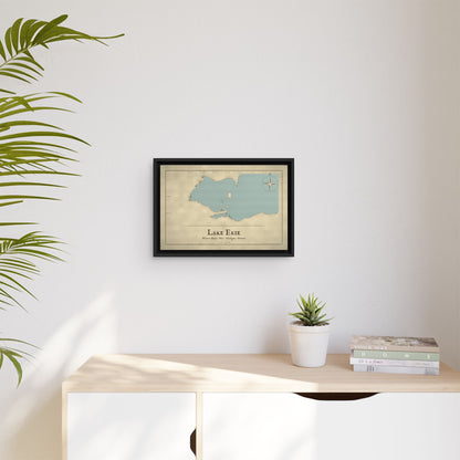 Lake Erie Western Basin Vintage Map framed canvas wall art, view 5