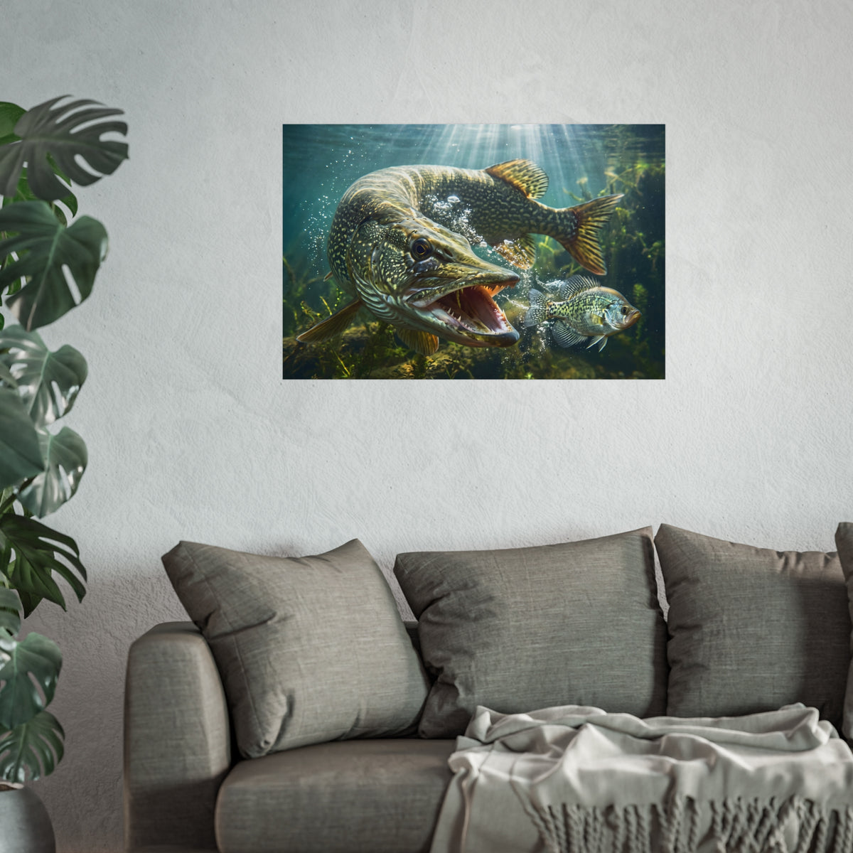 Northern Pike Predator Strike Fine Art Print — Museum-Quality Giclée for Anglers