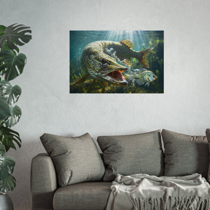 Northern Pike Predator Strike Fine Art Print — Museum-Quality Giclée for Anglers