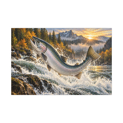 Sunrise Leap Coho Salmon canvas, 36x24 size view
